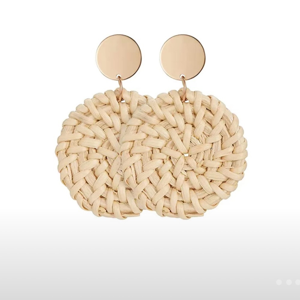 ๐HOST PICK๐Handmade Rattan Geometric Pattern Earrings
